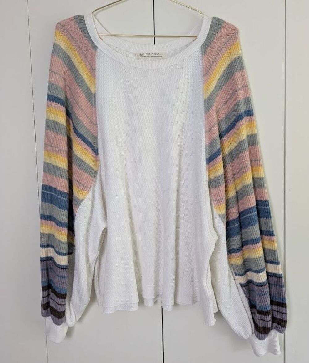 Free People We the Free Women's XS Rainbow Dreams Top Balloon Sleeves Pullover